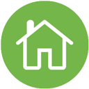 House outline icon with green background